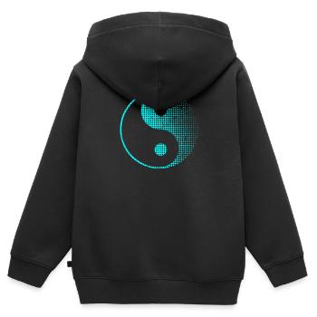 Yin Yang - Sweat Premium à capuche zippé enfant bio - noir - Dos - AI Model Kid Male (0cm)
