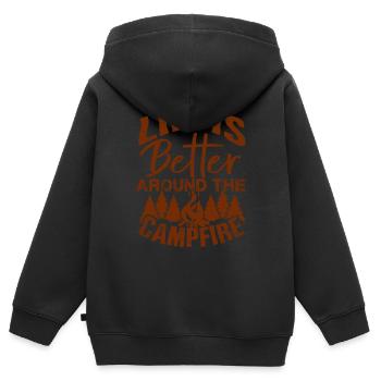 Outdoor - Kinder Premium Organic Zip Hoodie - Schwarz - Hinten - AI Model Kid Male (0cm)