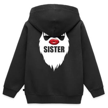 Mister Sister Bearded Lèvres Rouges Drôle - Sweat Premium à capuche zippé enfant bio - noir - Dos - AI Model Kid Male (0cm)