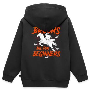 Hexe reitet Pferd an Halloween - Kinder Premium Organic Zip Hoodie - Schwarz - Hinten - AI Model Kid Male (0cm)