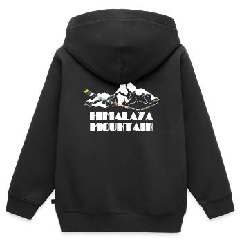 Himalaya Geschenk - Kinder Premium Organic Zip Hoodie - Schwarz - Hinten - AI Model Kid Male (0cm)