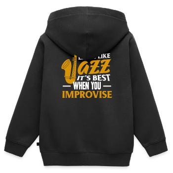 jazz - Sweat Premium à capuche zippé enfant bio - noir - Dos - AI Model Kid Male (0cm)