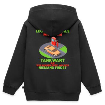 Tankwart shirt • Tankstelle • Tankwart Geschenk - Kinder Premium Organic Zip Hoodie - Schwarz - Hinten - AI Model Kid Male (0cm)