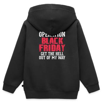 Vendredi noir - Sweat Premium à capuche zippé enfant bio - noir - Dos - AI Model Kid Male (0cm)