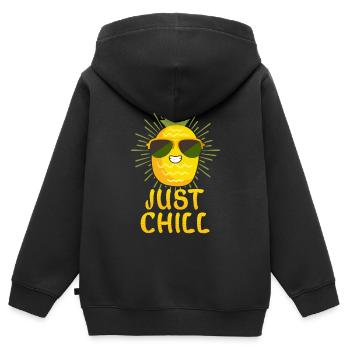 ananas - Sweat Premium à capuche zippé enfant bio - noir - Dos - AI Model Kid Male (0cm)