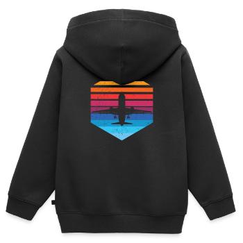 avion - Sweat Premium à capuche zippé enfant bio - noir - Dos - AI Model Kid Male (0cm)
