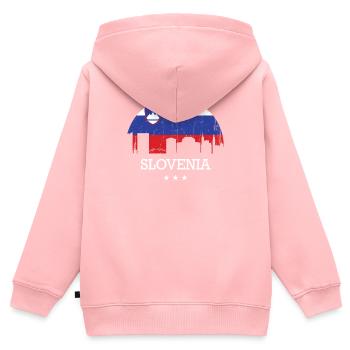 Slovénie - Sweat Premium à capuche zippé enfant bio - rose - Dos - AI Model Kid Female (0cm)