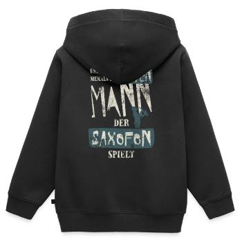 Saxofon Papa Opa - Kinder Premium Organic Zip Hoodie - Schwarz - Hinten - AI Model Kid Male (0cm)