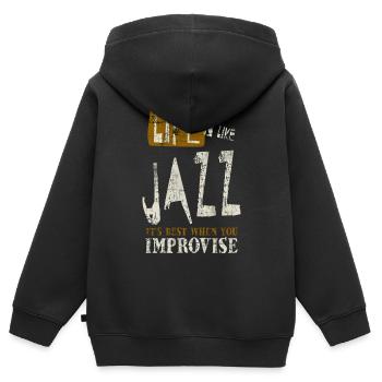 Jazz - Kinder Premium Organic Zip Hoodie - Schwarz - Hinten - AI Model Kid Male (0cm)