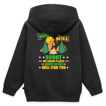 scout - Sweat Premium à capuche zippé enfant bio - noir - Dos - AI Model Kid Male (0cm)