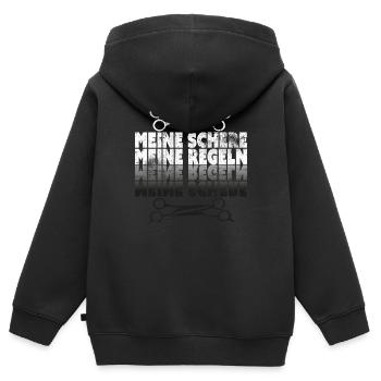 Frisör - Kinder Premium Organic Zip Hoodie - Schwarz - Hinten - AI Model Kid Male (0cm)