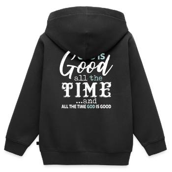 God Is Good All The Time All The Time God Is Good - Kinder Premium Organic Zip Hoodie - Schwarz - Hinten - AI Model Kid Male (0cm)