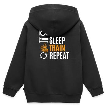 train - Sweat Premium à capuche zippé enfant bio - noir - Dos - AI Model Kid Male (0cm)