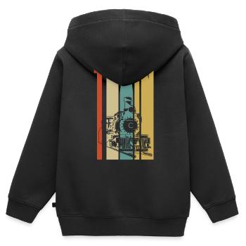 Zug - Kinder Premium Organic Zip Hoodie - Schwarz - Hinten - AI Model Kid Male (0cm)