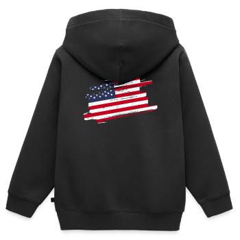 Drapeau américain - Sweat Premium à capuche zippé enfant bio - noir - Dos - AI Model Kid Male (0cm)