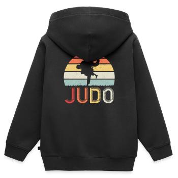 Judo Kampfkunst Kampfsportler - Kinder Premium Organic Zip Hoodie - Schwarz - Hinten - AI Model Kid Male (0cm)