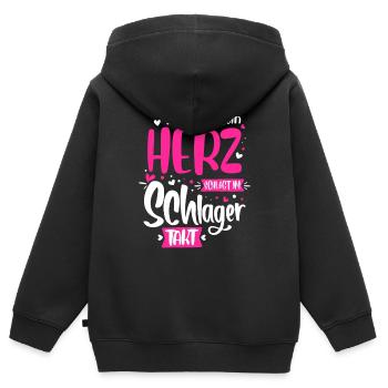 Schlager musique coeur - Sweat Premium à capuche zippé enfant bio - noir - Dos - AI Model Kid Male (0cm)