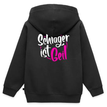 Musique Schlager - Sweat Premium à capuche zippé enfant bio - noir - Dos - AI Model Kid Male (0cm)