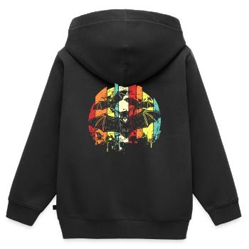 chauve-souris - Sweat Premium à capuche zippé enfant bio - noir - Dos - AI Model Kid Male (0cm)