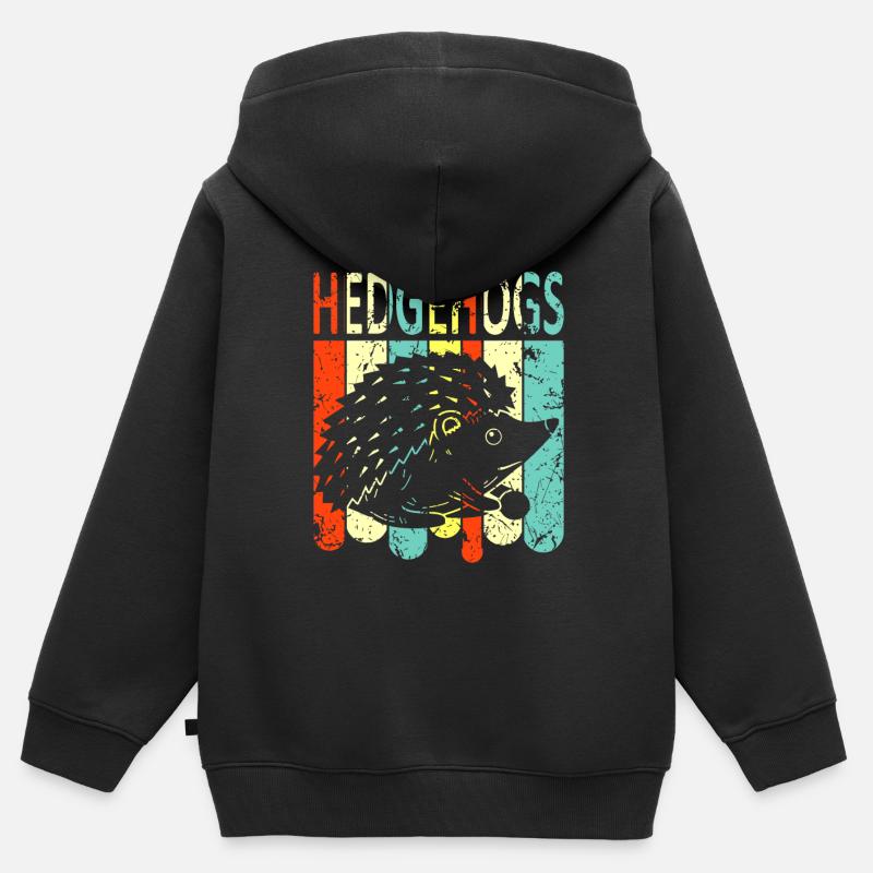 hérisson - Sweat Premium à capuche zippé enfant bio - noir