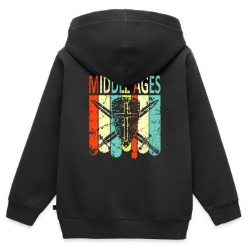 Moyen Age - Sweat Premium à capuche zippé enfant bio - noir - Dos - AI Model Kid Male (0cm)