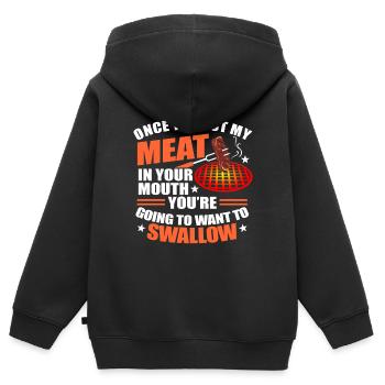 viande - Sweat Premium à capuche zippé enfant bio - noir - Dos - AI Model Kid Male (0cm)