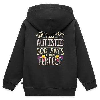Autist - Kinder Premium Organic Zip Hoodie - Schwarz - Hinten - AI Model Kid Male (0cm)