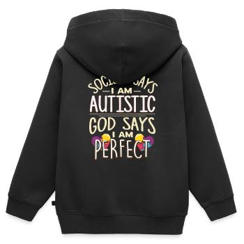 Autist - Kinder Premium Organic Zip Hoodie - Schwarz - Hinten - AI Model Kid Male (0cm)