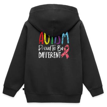 Autismus - Kinder Premium Organic Zip Hoodie - Schwarz - Hinten - AI Model Kid Male (0cm)