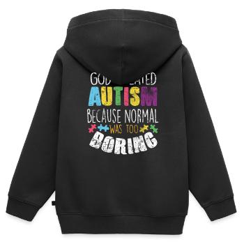 Autist - Kinder Premium Organic Zip Hoodie - Schwarz - Hinten - AI Model Kid Male (0cm)