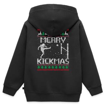 Merry Kickmas Funny Football Kick Sarcasm Christma - Kinder Premium Organic Zip Hoodie - Schwarz - Hinten - AI Model Kid Male (0cm)