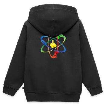Gamer Atom Consoles Player Gaming Computer Shirt - Sweat Premium à capuche zippé enfant bio - noir - Dos - AI Model Kid Male (0cm)