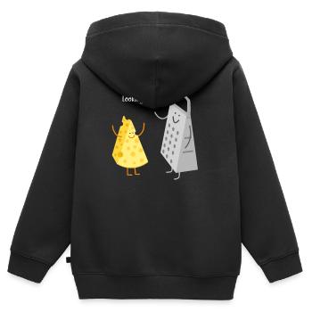 Looking Roste Käse Pun Humor - Kinder Premium Organic Zip Hoodie - Schwarz - Hinten - AI Model Kid Male (0cm)
