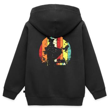 Indien - Kinder Premium Organic Zip Hoodie - Schwarz - Hinten - AI Model Kid Male (0cm)