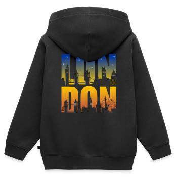 Londres - Sweat Premium à capuche zippé enfant bio - noir - Dos - AI Model Kid Male (0cm)