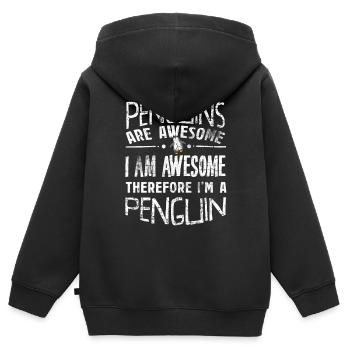 manchot - Sweat Premium à capuche zippé enfant bio - noir - Dos - AI Model Kid Male (0cm)