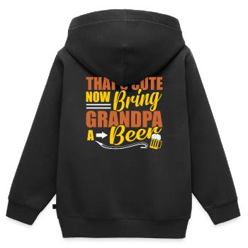 Opa - Kinder Premium Organic Zip Hoodie - Schwarz - Hinten - AI Model Kid Male (0cm)