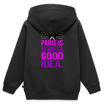 Paris - Sweat Premium à capuche zippé enfant bio - noir - Dos - AI Model Kid Male (0cm)