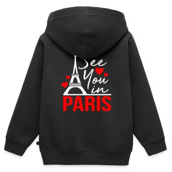 Paris - Sweat Premium à capuche zippé enfant bio - noir - Dos - AI Model Kid Male (0cm)