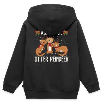All Of The Otter Reindeer Funny Christmas Otter - Kinder Premium Organic Zip Hoodie - Schwarz - Hinten - AI Model Kid Male (0cm)