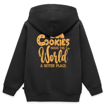 gâteau - Sweat Premium à capuche zippé enfant bio - noir - Dos - AI Model Kid Male (0cm)