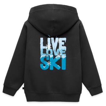 Ski - Kinder Premium Organic Zip Hoodie - Schwarz - Hinten - AI Model Kid Male (0cm)