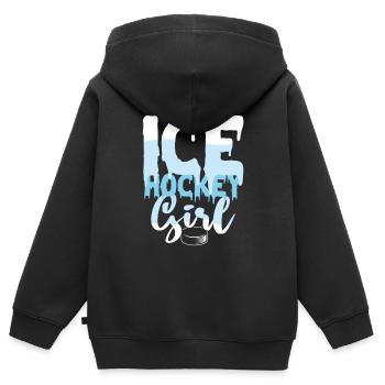 Eishockey Mädchen - Kinder Premium Organic Zip Hoodie - Schwarz - Hinten - AI Model Kid Male (0cm)