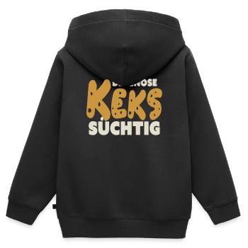 Biscuit addictif - Sweat Premium à capuche zippé enfant bio - noir - Dos - AI Model Kid Male (0cm)