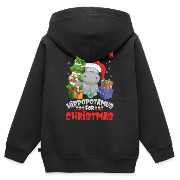I Want A Hippopotamus For Christmas Funny - Kinder Premium Organic Zip Hoodie - Schwarz - Hinten - AI Model Kid Male (0cm)