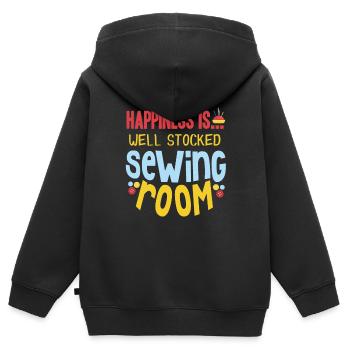 couture - Sweat Premium à capuche zippé enfant bio - noir - Dos - AI Model Kid Male (0cm)