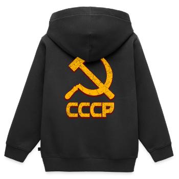 UdSSR - Sowjetunion - Hammer und Sichel - Kinder Premium Organic Zip Hoodie - Schwarz - Hinten - AI Model Kid Male (0cm)