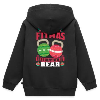 Merry Fitmas Happy New Rear Funny Fitness Lovers - Kinder Premium Organic Zip Hoodie - Schwarz - Hinten - AI Model Kid Male (0cm)