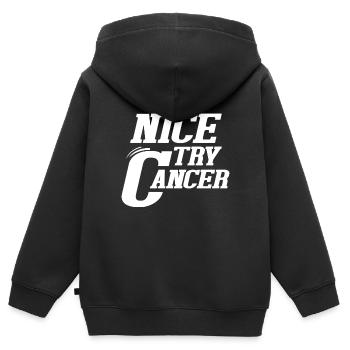 Good try cancer - Kids Premium Organic Zip-up Hoodie - black - Back - AI Model Kid Male (0cm)