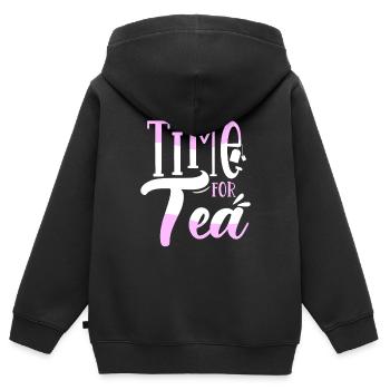 thé - Sweat Premium à capuche zippé enfant bio - noir - Dos - AI Model Kid Male (0cm)